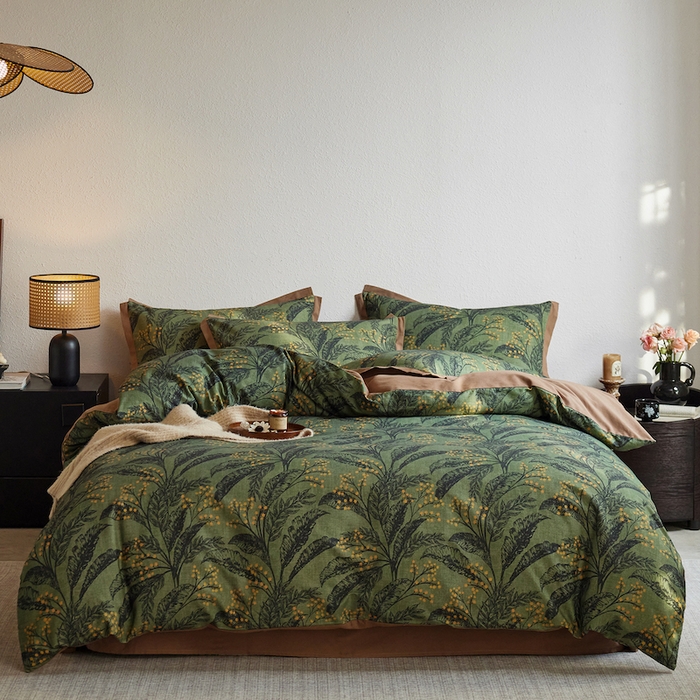 91家纺网 家纺一手货源 找家纺 （总）千朵森 2025新款全棉拼角印花磨毛四件套