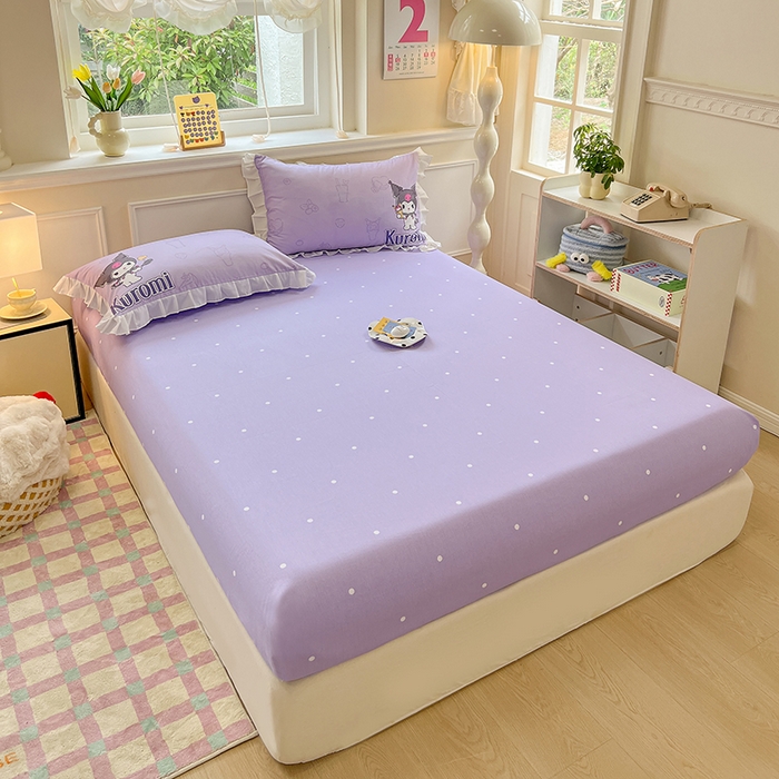 91家纺网 家纺一手货源 找家纺 2025新款大版三丽鸥系列 纯棉床单全棉床裙学生三四件套 花边款 大版花边-饮料