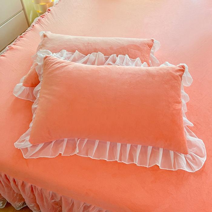 91家纺网 家纺一手货源 找家纺 （总）唐人居 2025新款宝宝绒蕾丝花边四件套--米朵系列