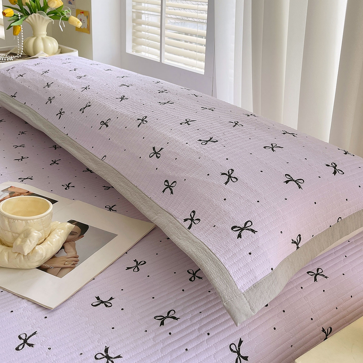 91家纺网 家纺一手货源 找家纺 雨彤家纺 2025新款A类双层纱夹棉双人枕巾 蝴蝶可颂