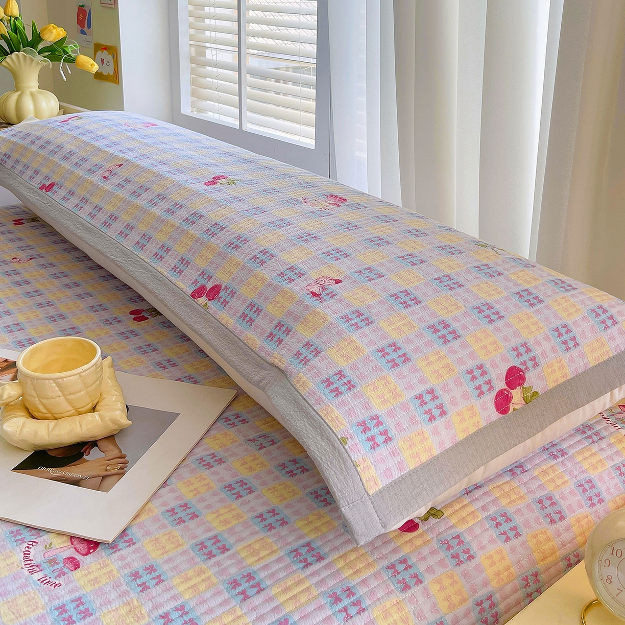 91家纺网 家纺一手货源 找家纺 雨彤家纺 2025新款A类双层纱夹棉双人枕巾 森田原野