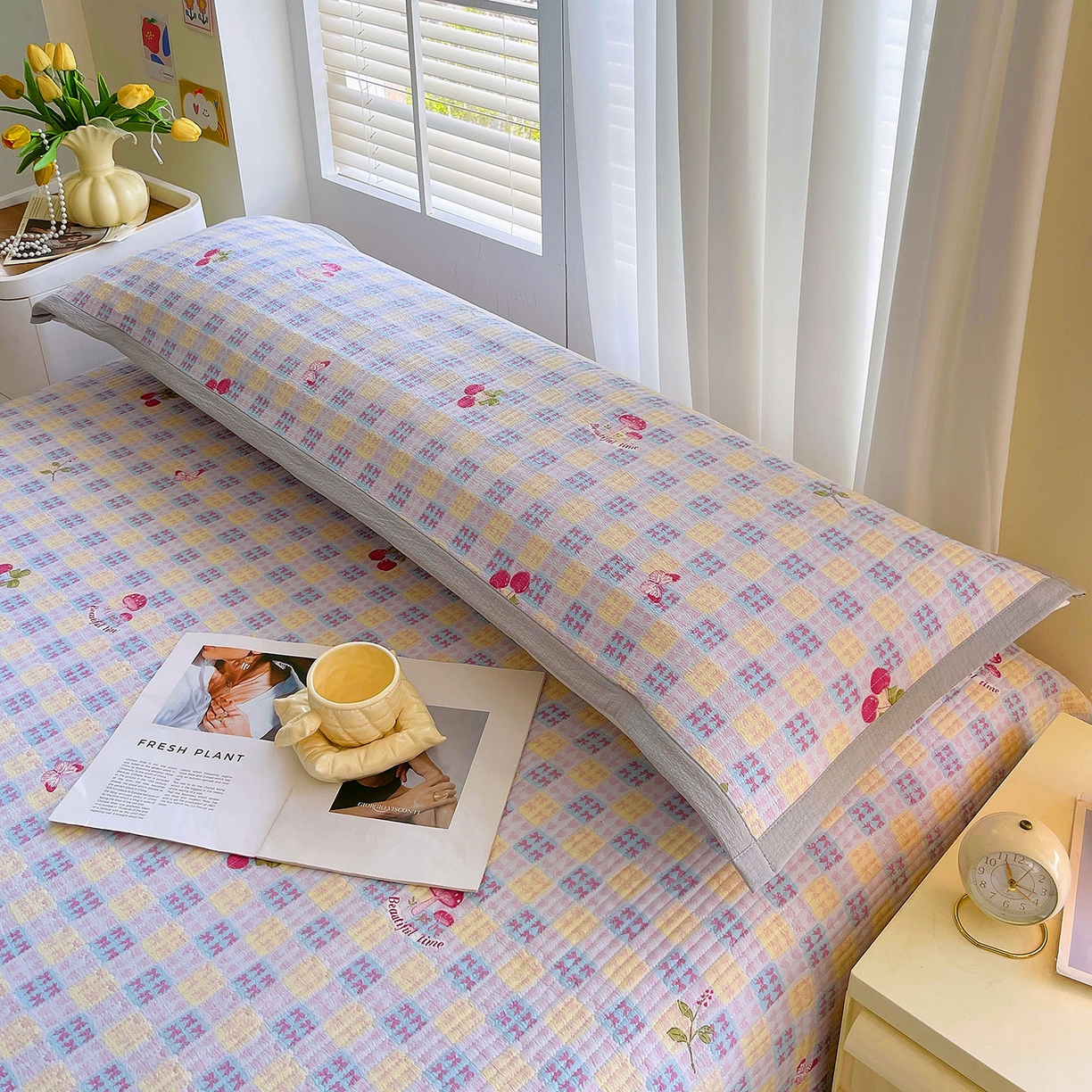 91家纺网 家纺一手货源 找家纺 雨彤家纺 2025新款A类双层纱夹棉双人枕巾 森田原野