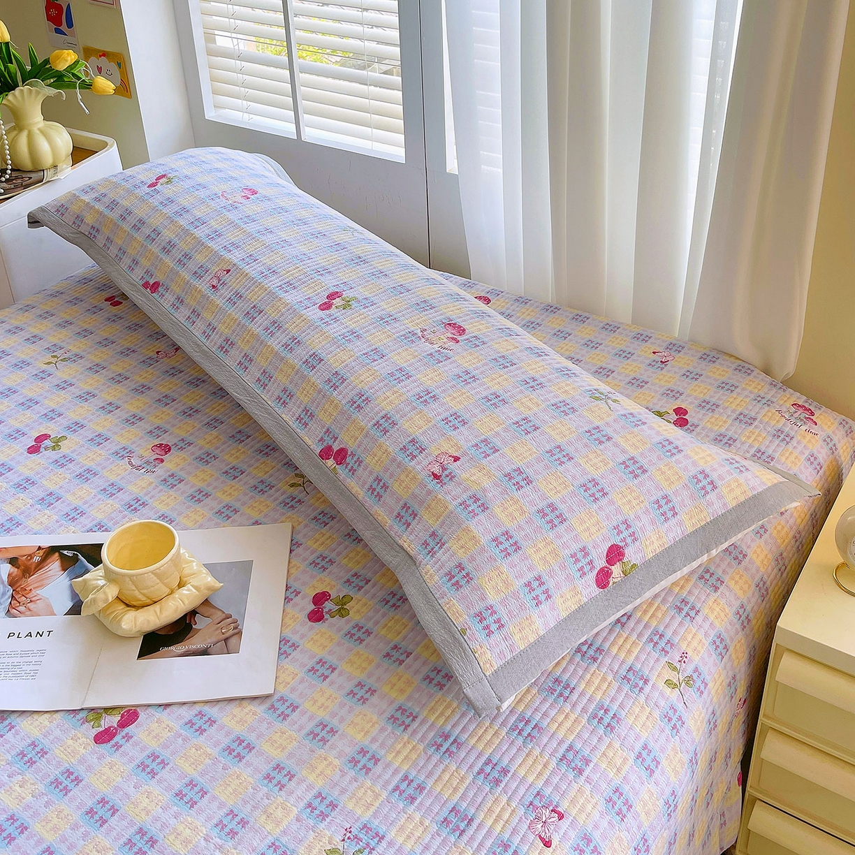 91家纺网 家纺一手货源 找家纺 雨彤家纺 2025新款A类双层纱夹棉双人枕巾 森田原野