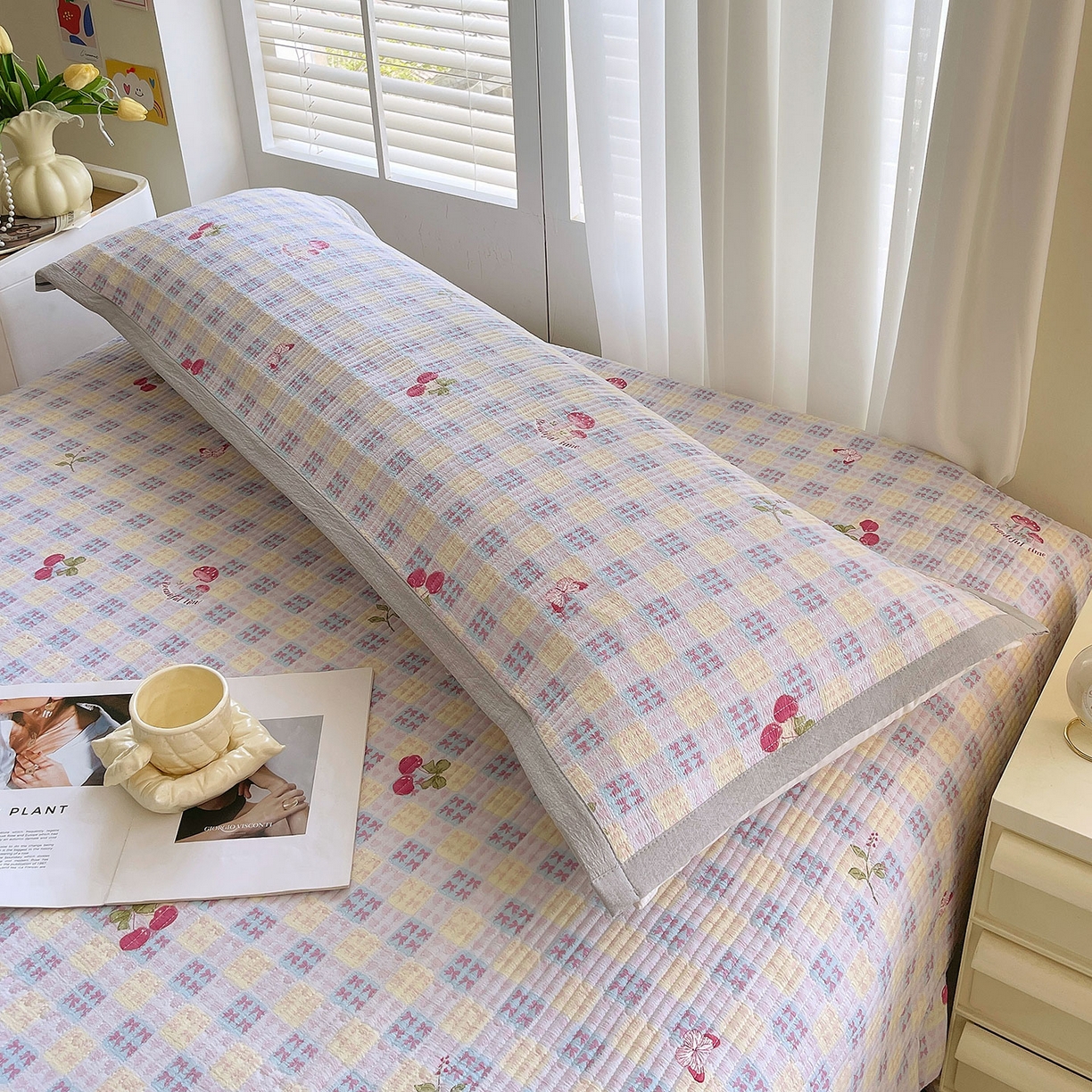 91家纺网 家纺一手货源 找家纺 雨彤家纺 2025新款A类双层纱夹棉双人枕巾 森田原野