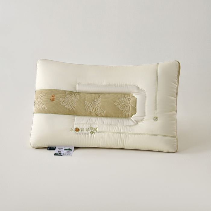 91家纺网 家纺一手货源 找家纺 鼎晟纺 2025新款艾草助眠护颈枕学生枕芯成人枕头 艾草助眠枕-米白