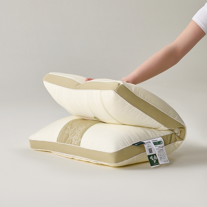 91家纺网 家纺一手货源 找家纺 鼎晟纺 2025新款艾草助眠护颈枕学生枕芯成人枕头 艾草助眠枕-米白