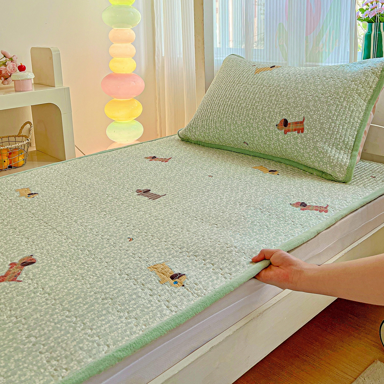 91家纺网 家纺一手货源 找家纺 （总）恒尚居 2025新款纯棉牛奶绒学生床垫 双面两用夹棉床单床垫-秋冬款 四季通用