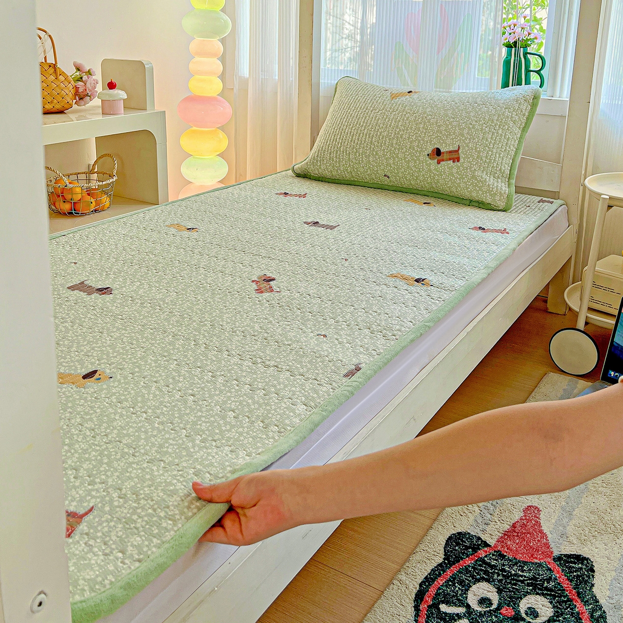 91家纺网 家纺一手货源 找家纺 （总）恒尚居 2025新款纯棉牛奶绒学生床垫 双面两用夹棉床单床垫-秋冬款 四季通用