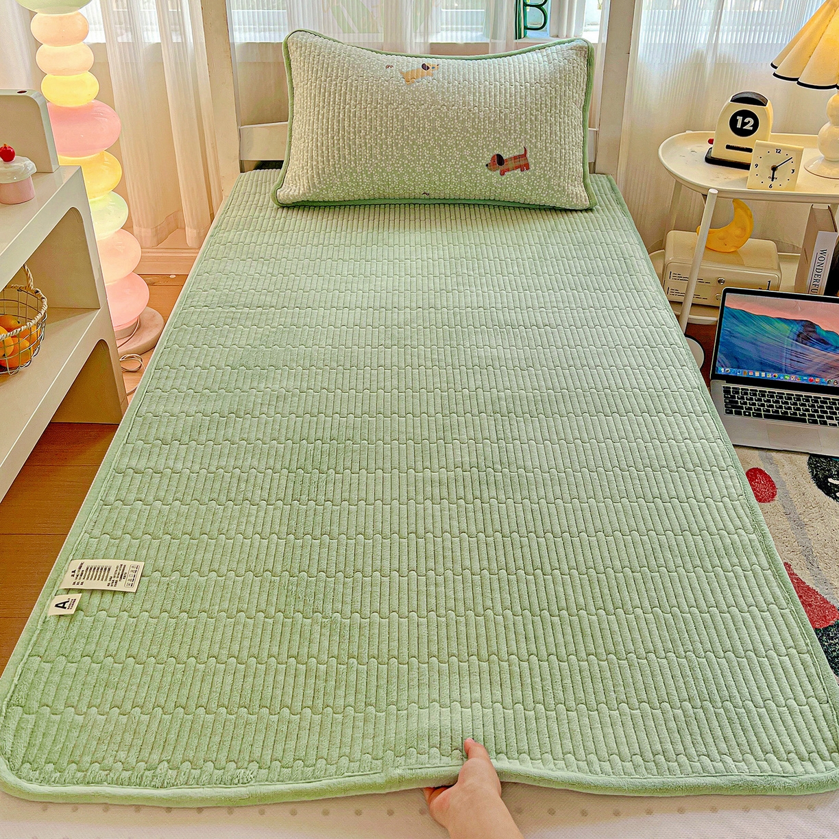 91家纺网 家纺一手货源 找家纺 （总）恒尚居 2025新款纯棉牛奶绒学生床垫 双面两用夹棉床单床垫-秋冬款 四季通用