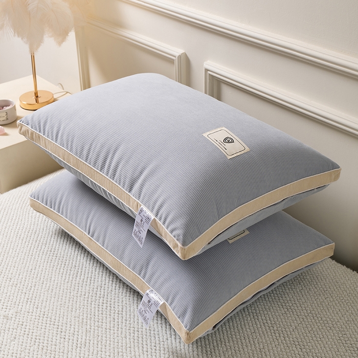 小米枕芯 2025新款灯芯绒按摩护颈枕头枕芯 灰色