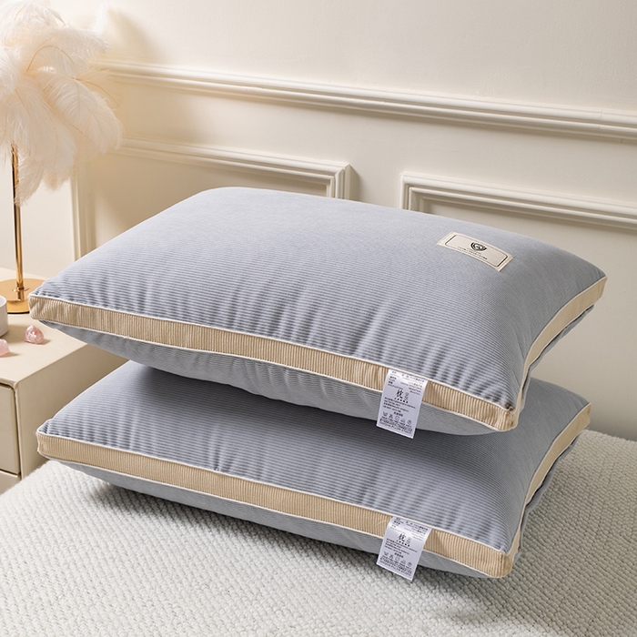 91家纺网 家纺一手货源 找家纺 小米枕芯 2025新款灯芯绒按摩护颈枕头枕芯 灰色