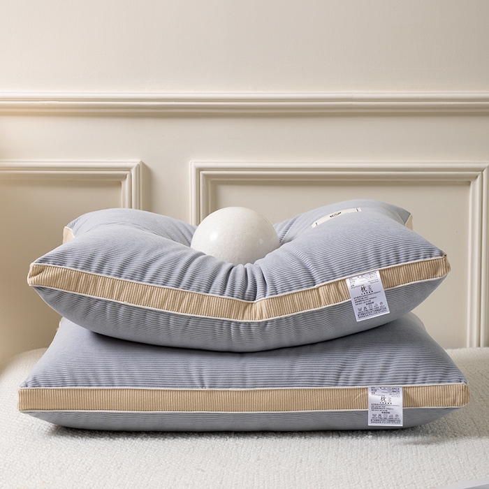 91家纺网 家纺一手货源 找家纺 小米枕芯 2025新款灯芯绒按摩护颈枕头枕芯 灰色