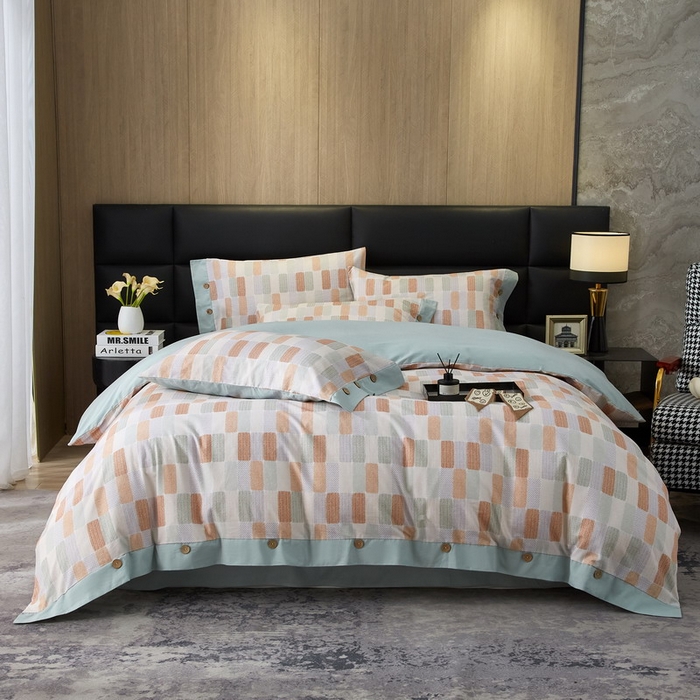 91家纺网 家纺一手货源 找家纺 （总）沐白家居 2025新款全棉生态磨毛印花四件套-纽扣工艺款