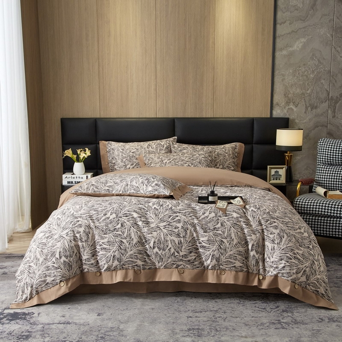 91家纺网 家纺一手货源 找家纺 （总）沐白家居 2025新款全棉生态磨毛印花四件套-纽扣工艺款