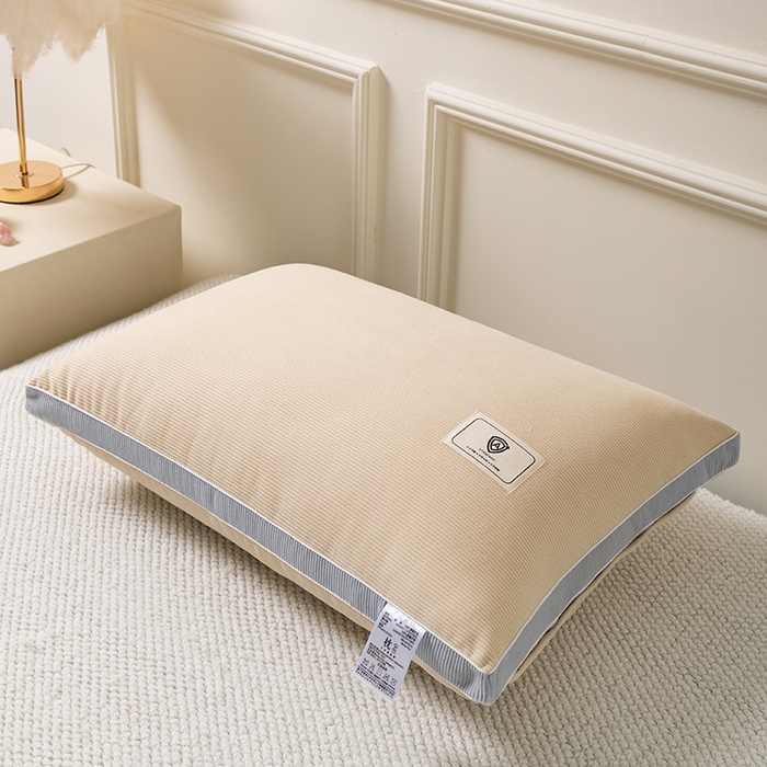 91家纺网 家纺一手货源 找家纺 小米枕芯 2025新款灯芯绒按摩护颈枕头枕芯 咖色