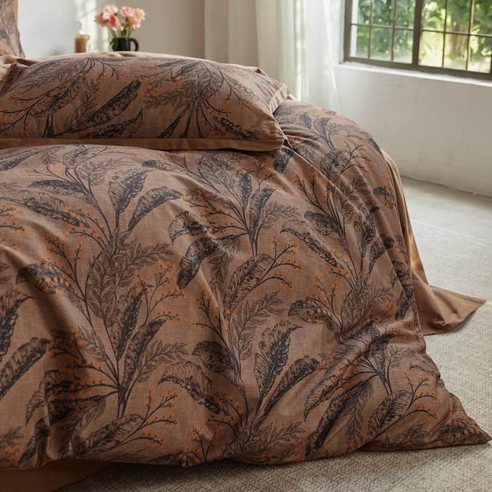 91家纺网 家纺一手货源 找家纺 千朵森 2025新款全棉拼角印花磨毛四件套 秋穗