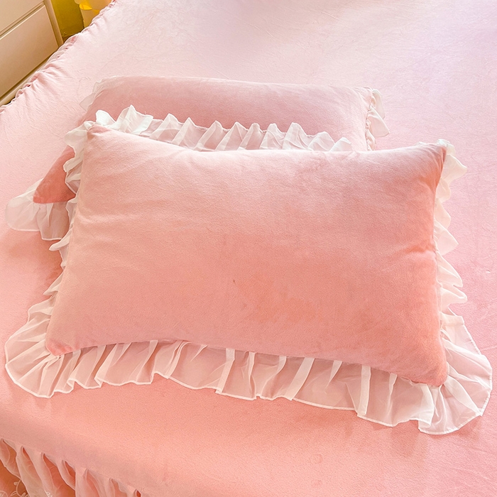 91家纺网 家纺一手货源 找家纺 唐人居 2025新款宝宝绒蕾丝花边四件套--米朵系列 米朵-玉