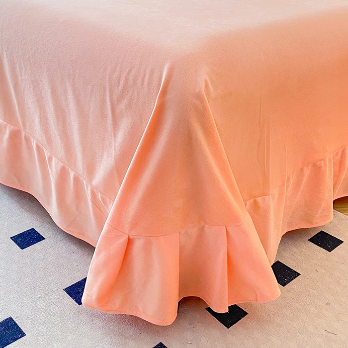 91家纺网 家纺一手货源 找家纺 唐人居 2025新款水晶绒毛巾绣四件套--幸福花开系列 幸福花开-橙色