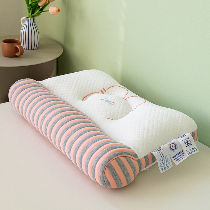 91家纺网 家纺一手货源 找家纺 小米枕芯 2025新款爱情海刺绣护颈枕头枕芯 粉色