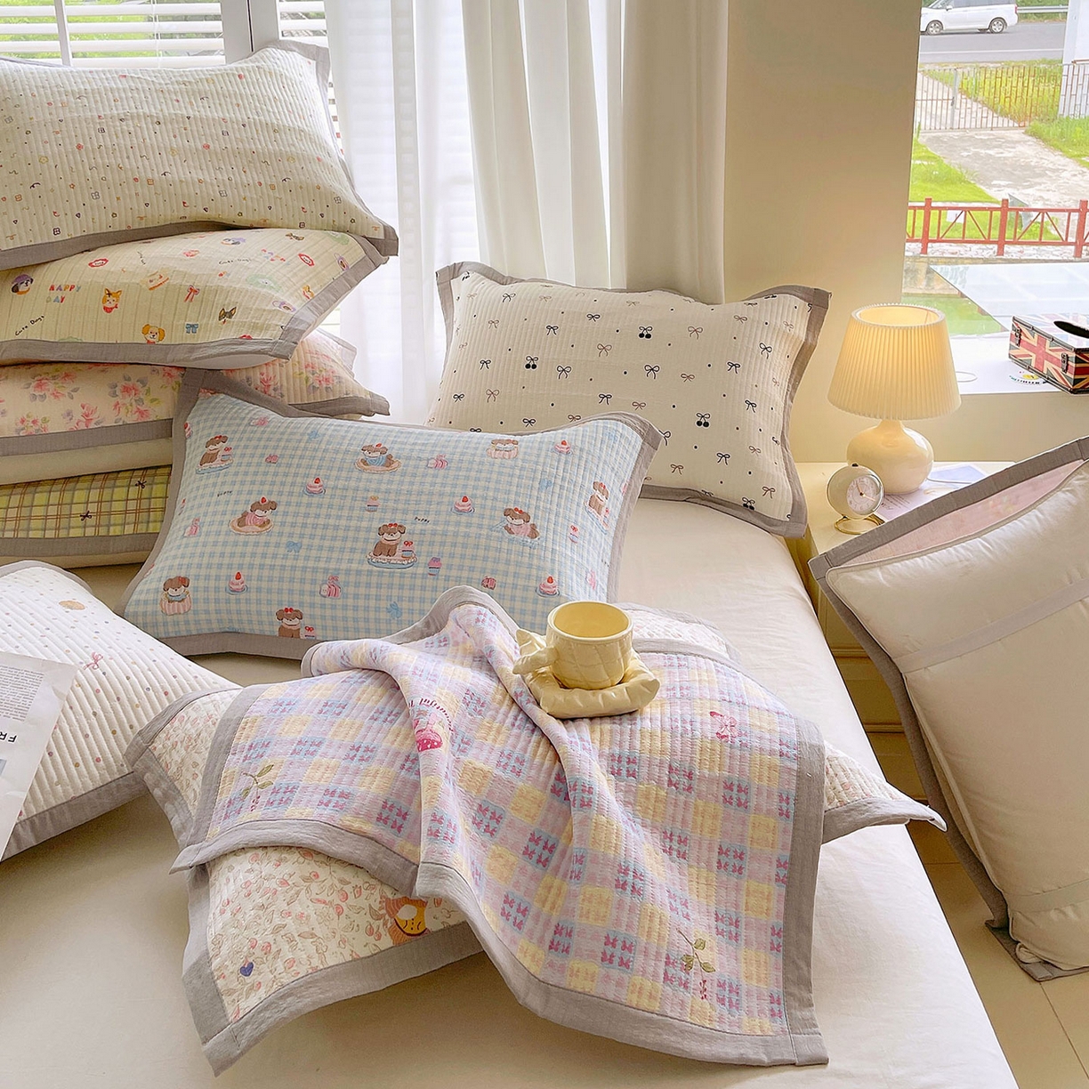 91家纺网 家纺一手货源 找家纺 （总）雨彤家纺 2025新款A类双层纱夹棉单人枕巾