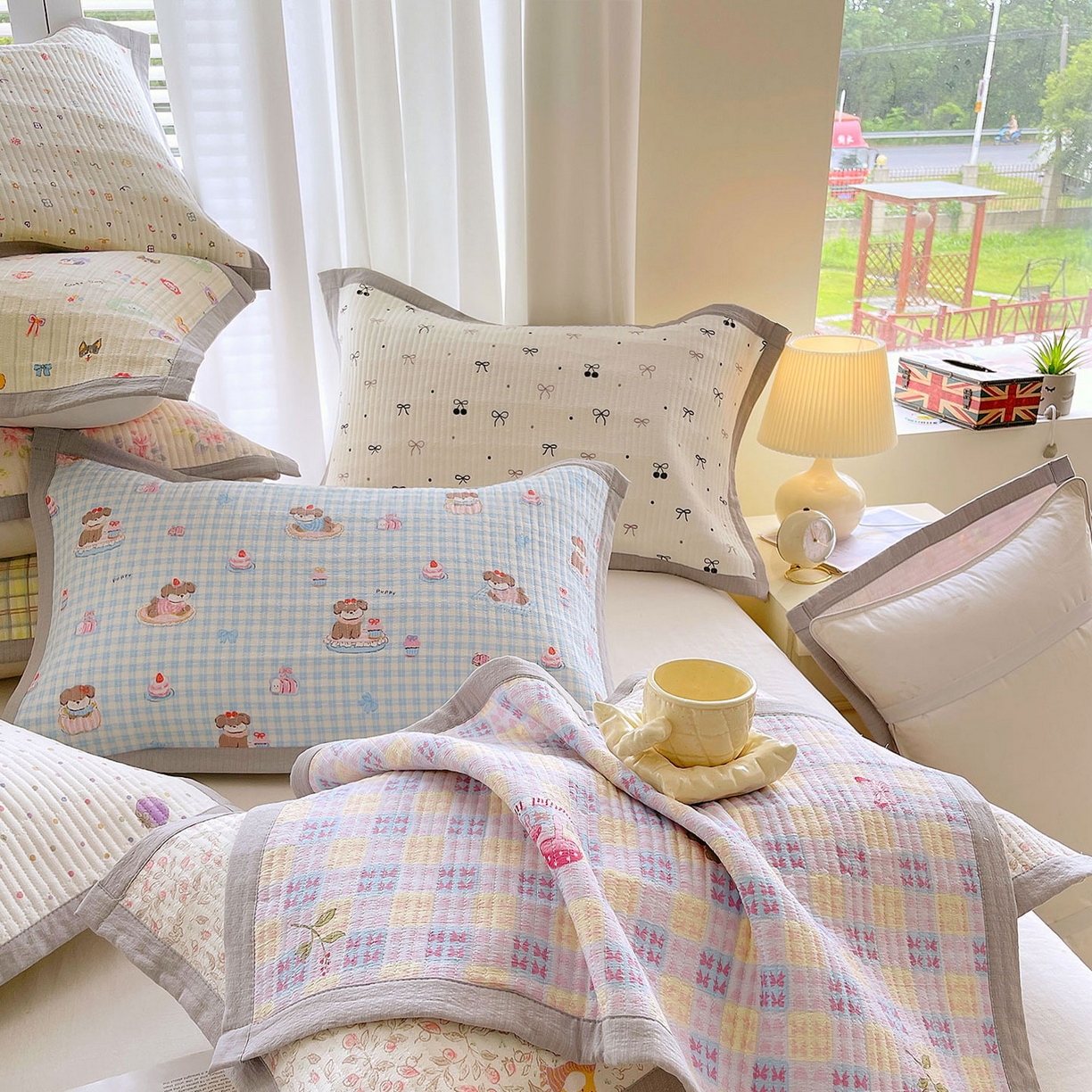 91家纺网 家纺一手货源 找家纺 （总）雨彤家纺 2025新款A类双层纱夹棉单人枕巾