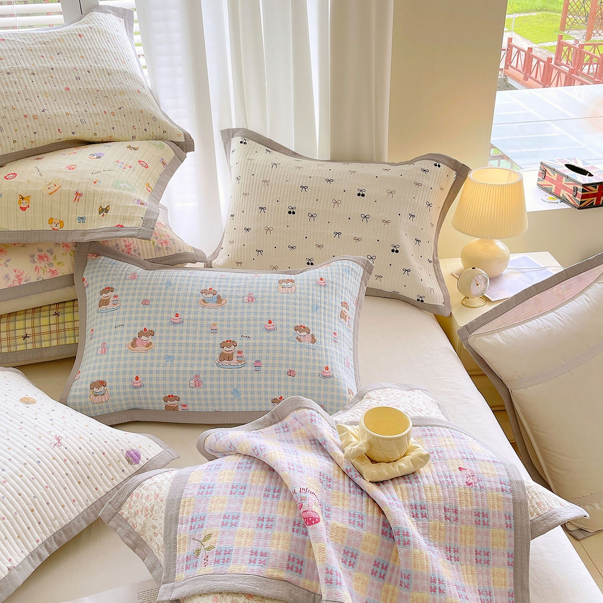 91家纺网 家纺一手货源 找家纺 （总）雨彤家纺 2025新款A类双层纱夹棉单人枕巾