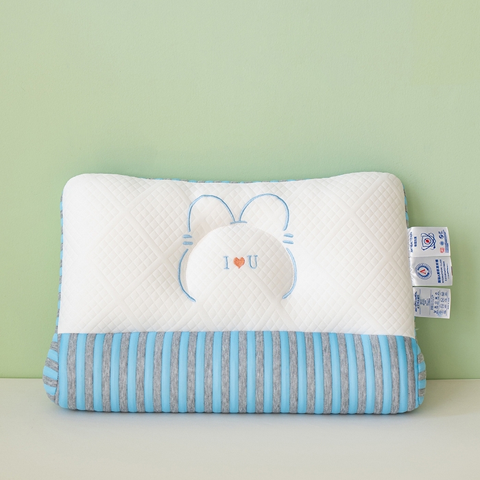 91家纺网 家纺一手货源 找家纺 小米枕芯 2025新款爱情海刺绣护颈枕头枕芯 蓝色