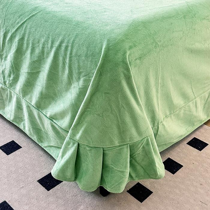 91家纺网 家纺一手货源 找家纺 唐人居 2025新款水晶绒毛巾绣四件套--幸福花开系列 幸福花开-绿色