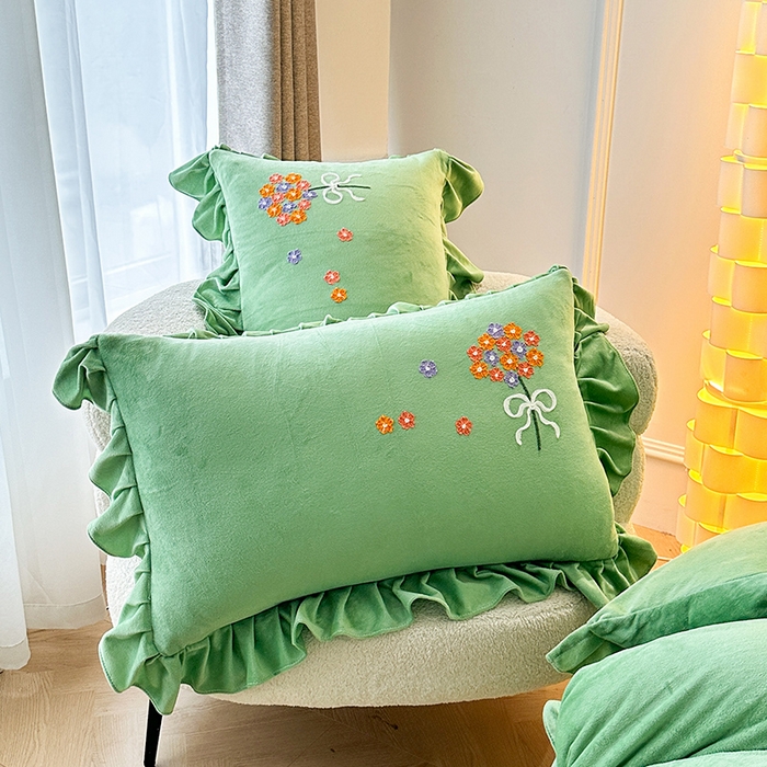 91家纺网 家纺一手货源 找家纺 唐人居 2025新款水晶绒毛巾绣四件套--幸福花开系列 幸福花开-绿色