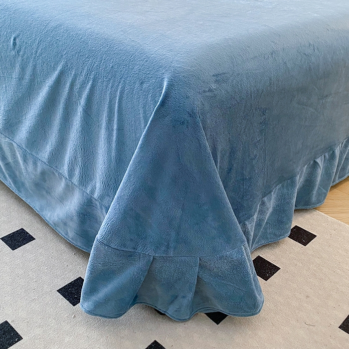 91家纺网 家纺一手货源 找家纺 唐人居 2025新款水晶绒毛巾绣四件套--幸福花开系列 幸福花开-水蓝