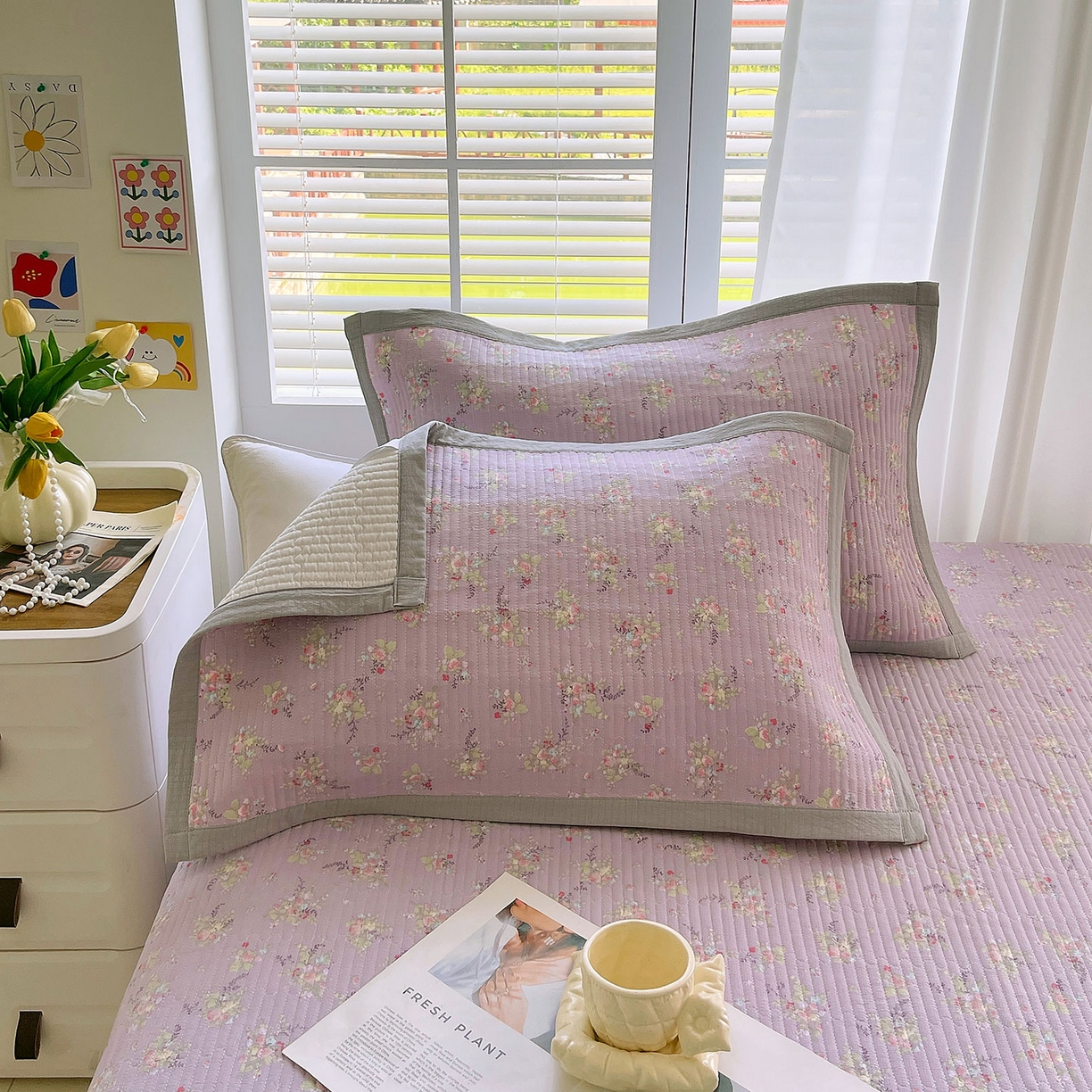 91家纺网 家纺一手货源 找家纺 雨彤家纺 2025新款A类双层纱夹棉单人枕巾 兰心幽怀