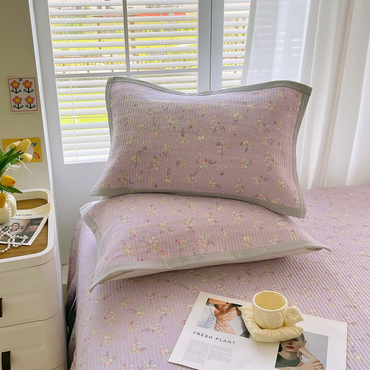 91家纺网 家纺一手货源 找家纺 雨彤家纺 2025新款A类双层纱夹棉单人枕巾 兰心幽怀