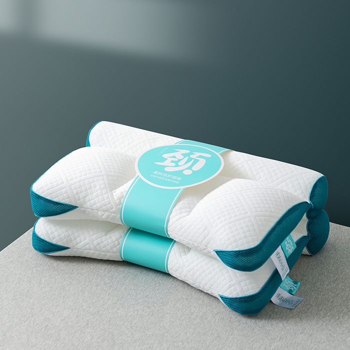 91家纺网 家纺一手货源 找家纺 小米枕芯 2025新款二代升三代针织牵引护颈枕头枕芯 蓝色带腰卡/双只装