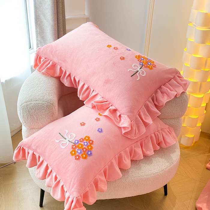 91家纺网 家纺一手货源 找家纺 唐人居 2025新款水晶绒毛巾绣四件套--幸福花开系列 幸福花开-玉色