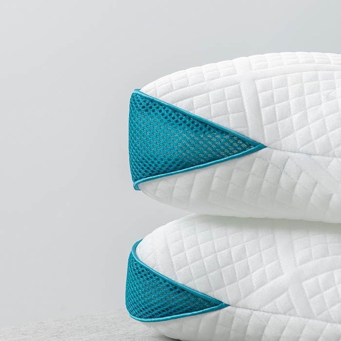 91家纺网 家纺一手货源 找家纺 小米枕芯 2025新款二代升三代针织牵引护颈枕头枕芯 蓝色带腰卡/单只装