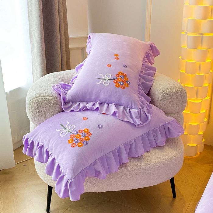 91家纺网 家纺一手货源 找家纺 唐人居 2025新款水晶绒毛巾绣四件套--幸福花开系列 幸福花开-紫色