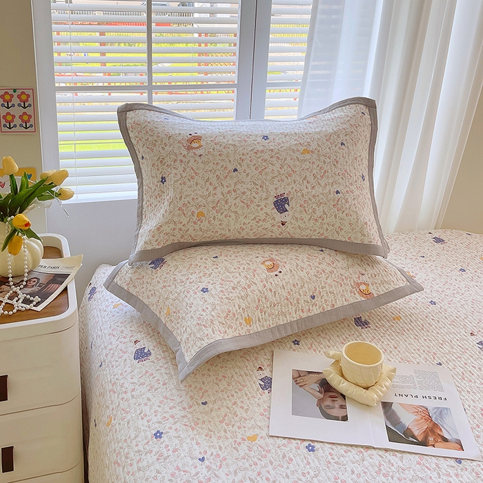 雨彤家纺 2025新款A类双层纱夹棉单人枕巾 萌萌哒