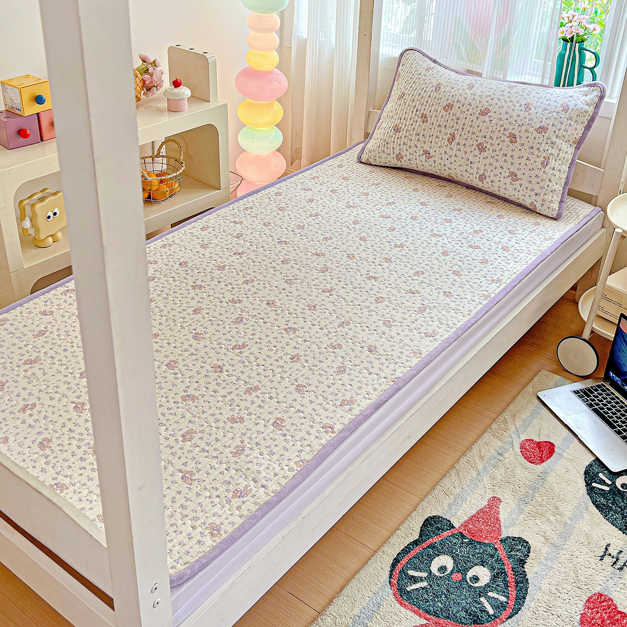 91家纺网 家纺一手货源 找家纺 （总）恒尚居 2025新款纯棉牛奶绒学生床垫 双面两用夹棉床单床垫-秋冬款 四季通用