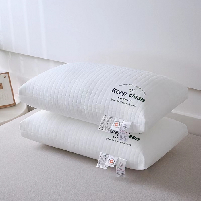 91家纺网 家纺一手货源 找家纺 永乐枕芯 2025新款透气洁净针织棉羽丝枕头枕芯 白色低枕