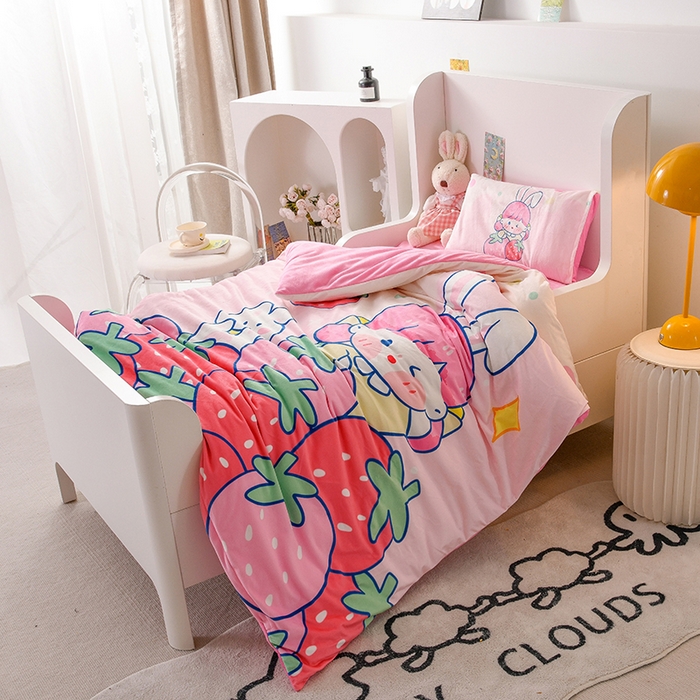 91家纺网 家纺一手货源 找家纺 （总）萌宝家纺 2025秋冬幼儿园宝宝绒婴儿绒三件套被子六件套