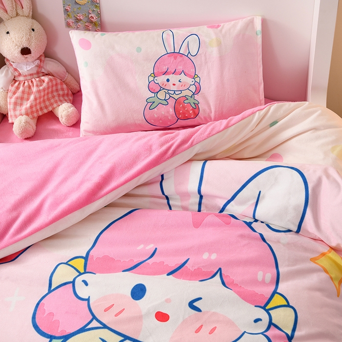 91家纺网 家纺一手货源 找家纺 （总）萌宝家纺 2025秋冬幼儿园宝宝绒婴儿绒三件套被子六件套