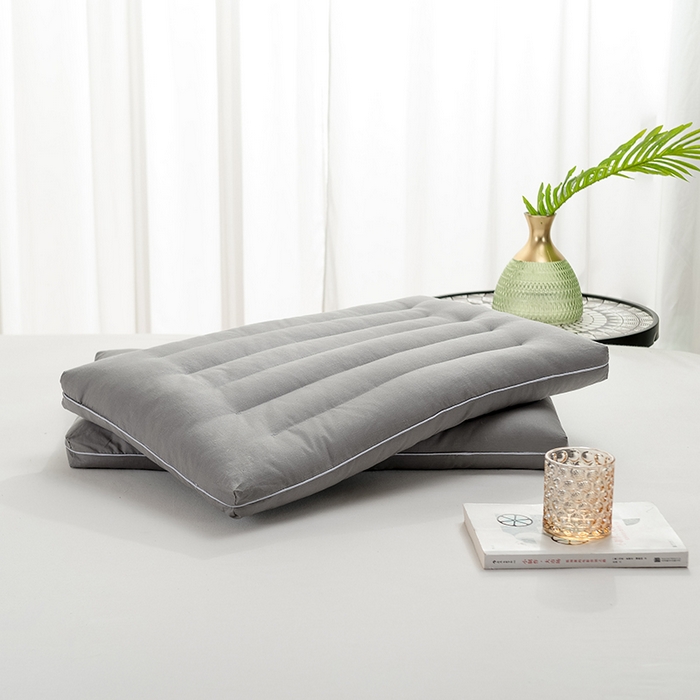 91家纺网 家纺一手货源 找家纺 小米枕芯 2025新款全棉低枕护颈椎助眠枕头枕芯 灰色/双只装