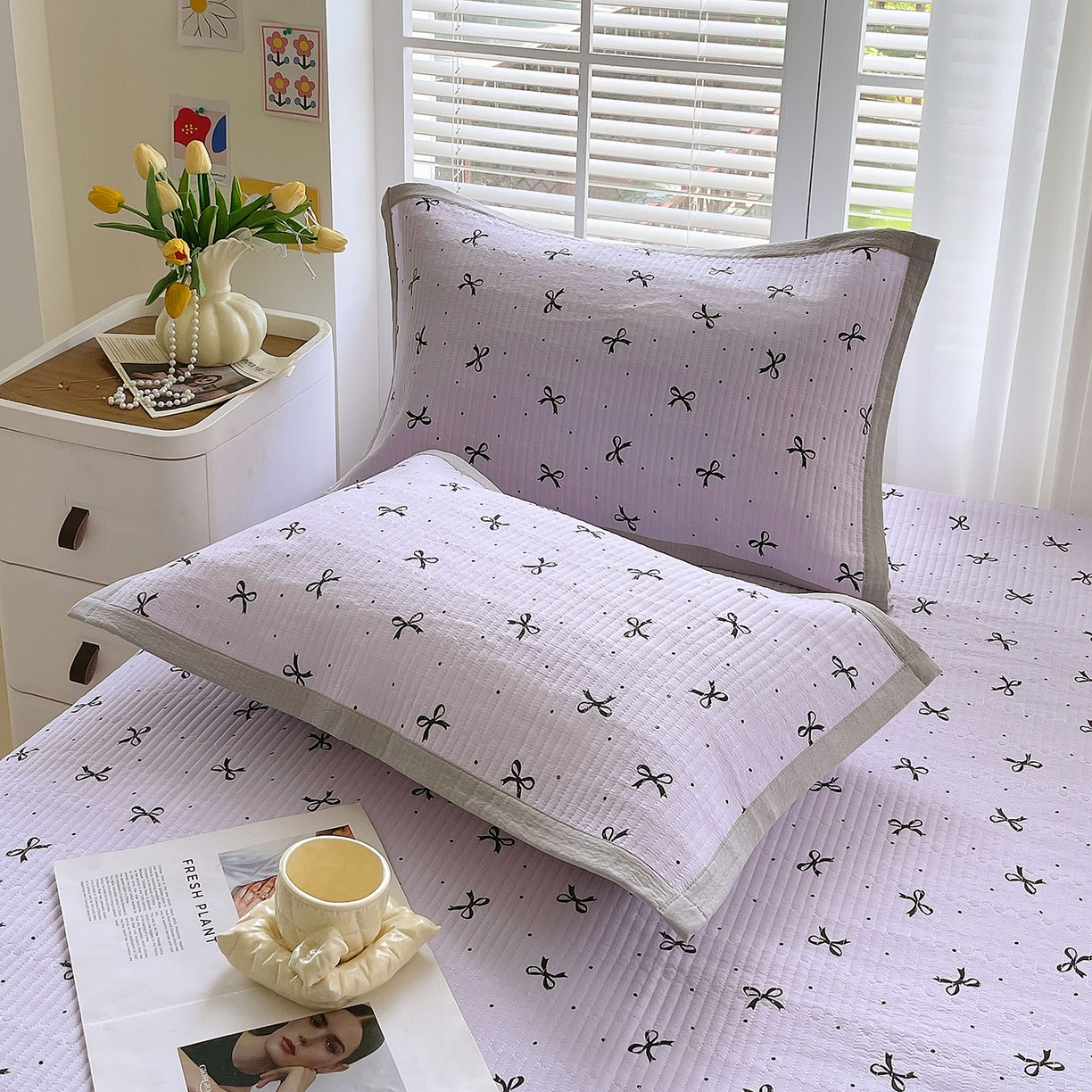 91家纺网 家纺一手货源 找家纺 雨彤家纺 2025新款A类双层纱夹棉单人枕巾 蝴蝶可颂