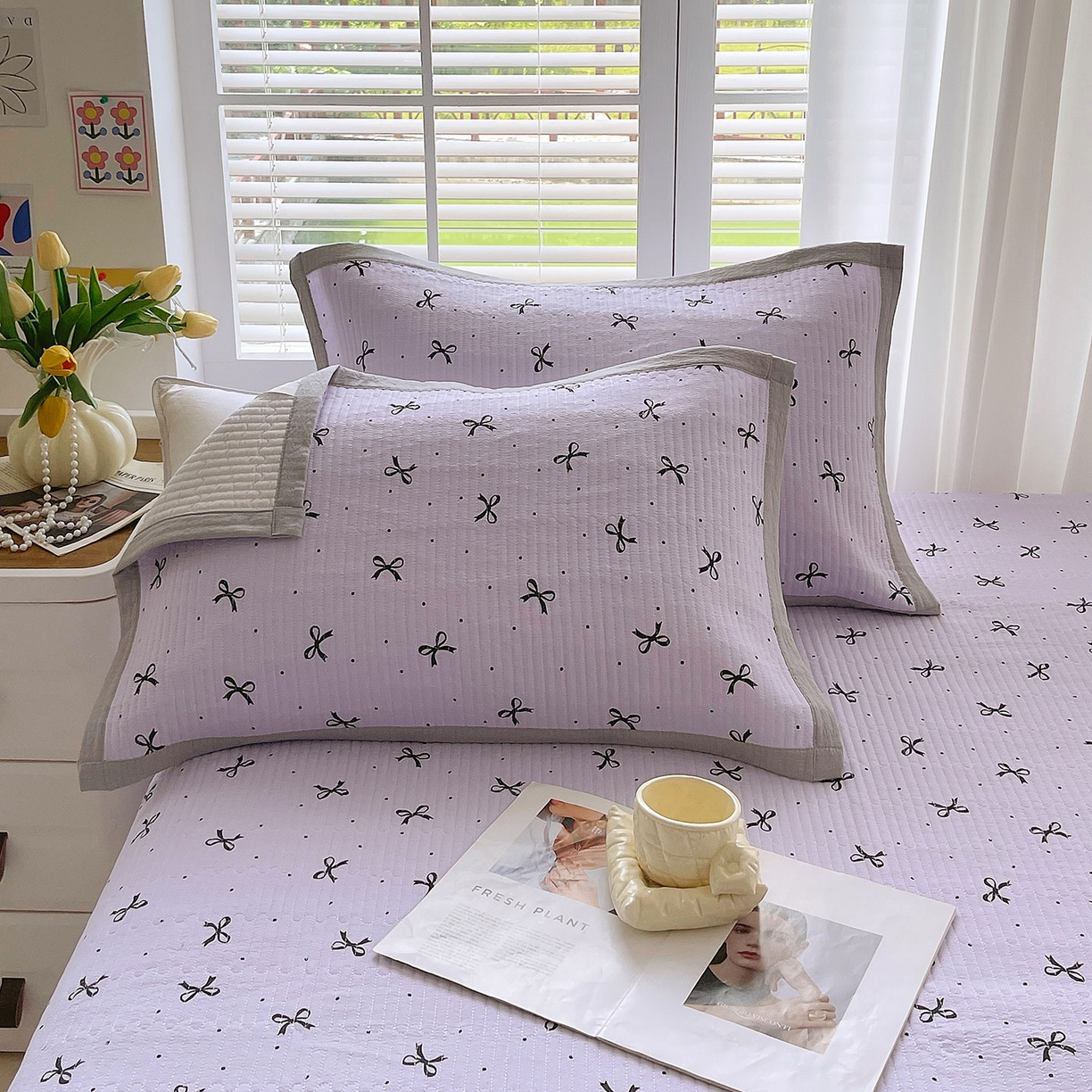 91家纺网 家纺一手货源 找家纺 雨彤家纺 2025新款A类双层纱夹棉单人枕巾 蝴蝶可颂