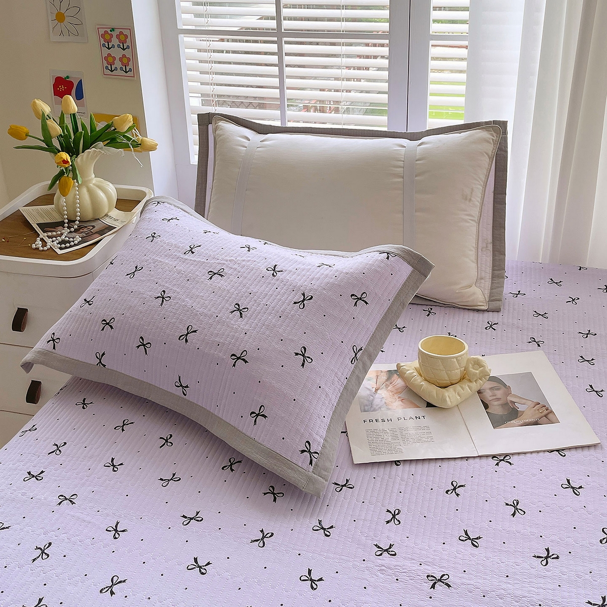 91家纺网 家纺一手货源 找家纺 雨彤家纺 2025新款A类双层纱夹棉单人枕巾 蝴蝶可颂