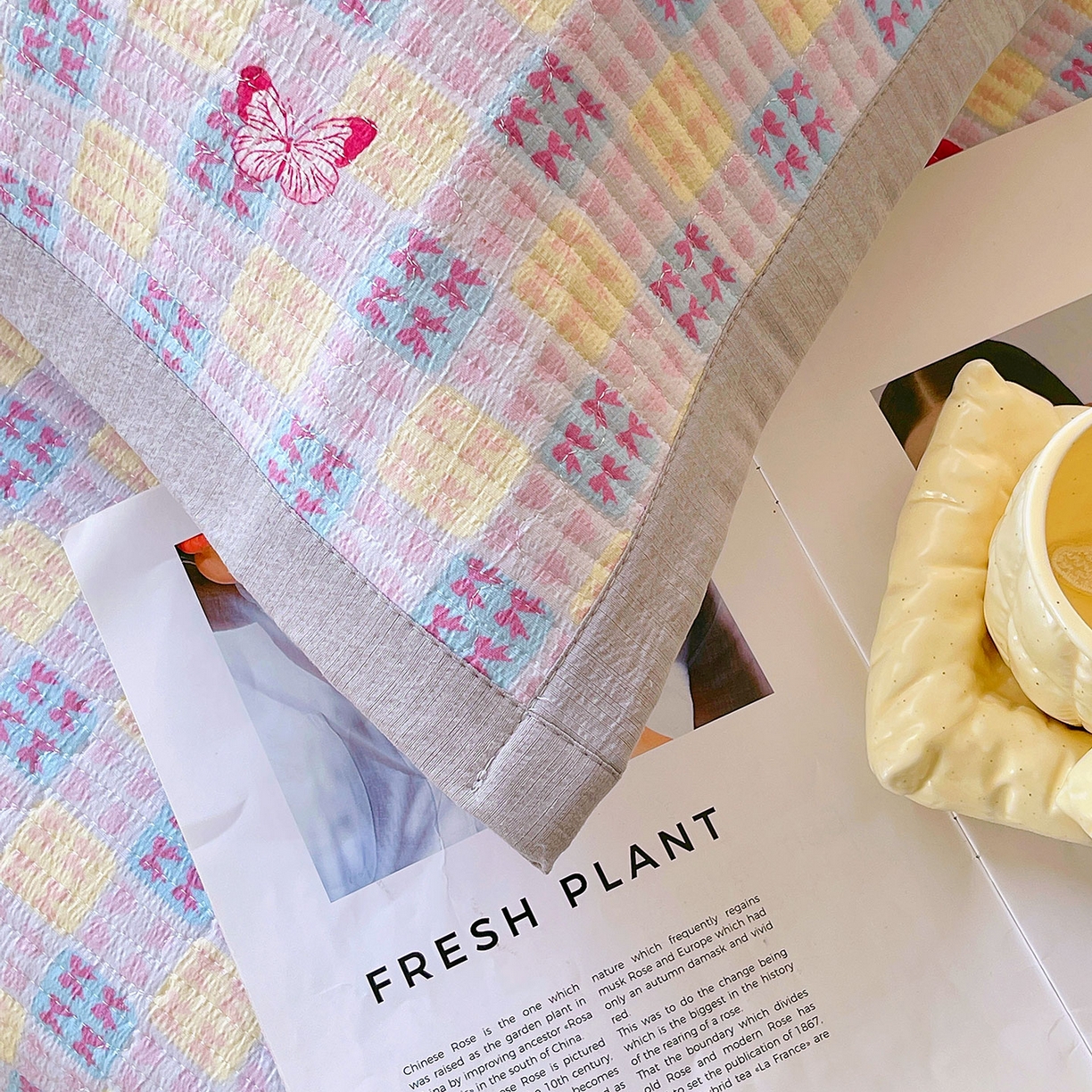 91家纺网 家纺一手货源 找家纺 雨彤家纺 2025新款A类双层纱夹棉单人枕巾 森田原野