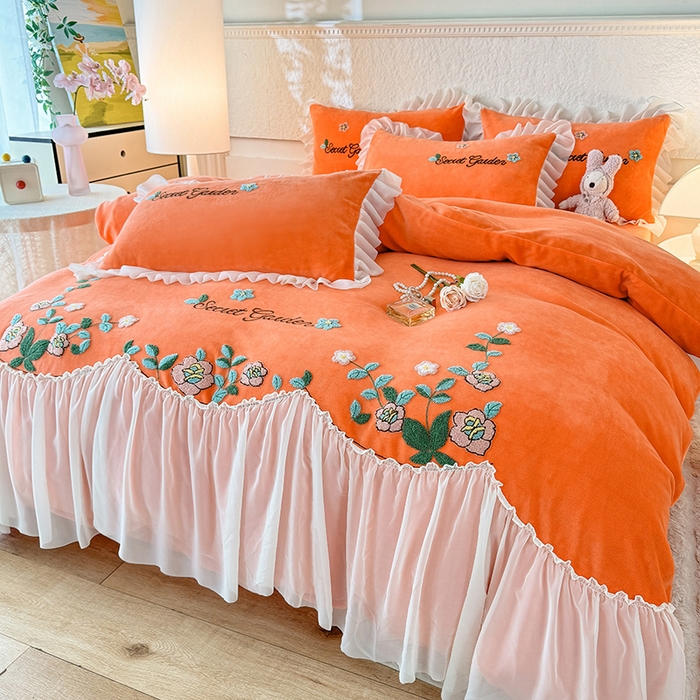 91家纺网 家纺一手货源 找家纺 （总）唐人居 2025新款高克重牛奶绒毛巾绣四件套--繁花