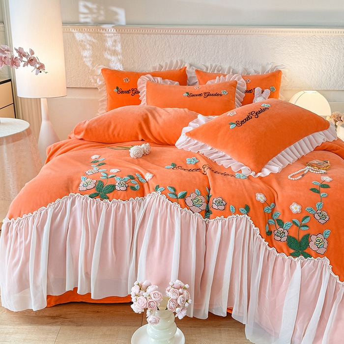 91家纺网 家纺一手货源 找家纺 （总）唐人居 2025新款高克重牛奶绒毛巾绣四件套--繁花