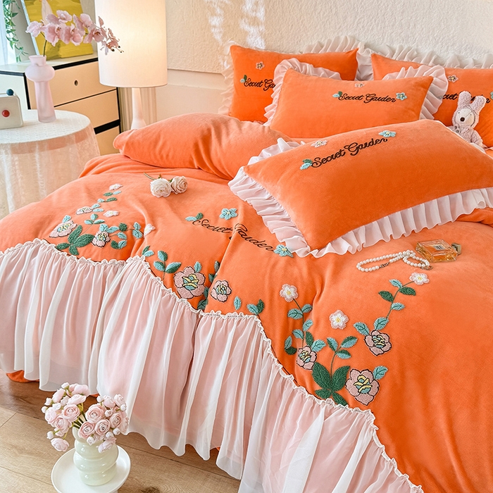 91家纺网 家纺一手货源 找家纺 （总）唐人居 2025新款高克重牛奶绒毛巾绣四件套--繁花