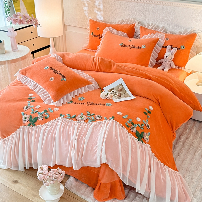 91家纺网 家纺一手货源 找家纺 （总）唐人居 2025新款高克重牛奶绒毛巾绣四件套--繁花